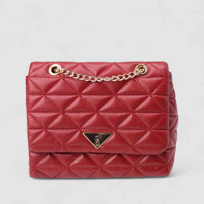 Bolsa De Ombro Gabriela Pequena Transversal Alça Corrente Matelassê Vermelho