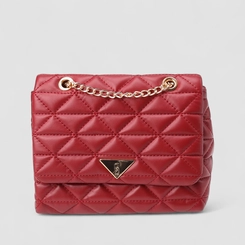 Bolsa De Ombro Gabriela Pequena Transversal Alça Corrente Matelassê Vermelho