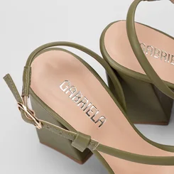 Sandália Feminina Gabriela Salto Geométrico Alto Verde