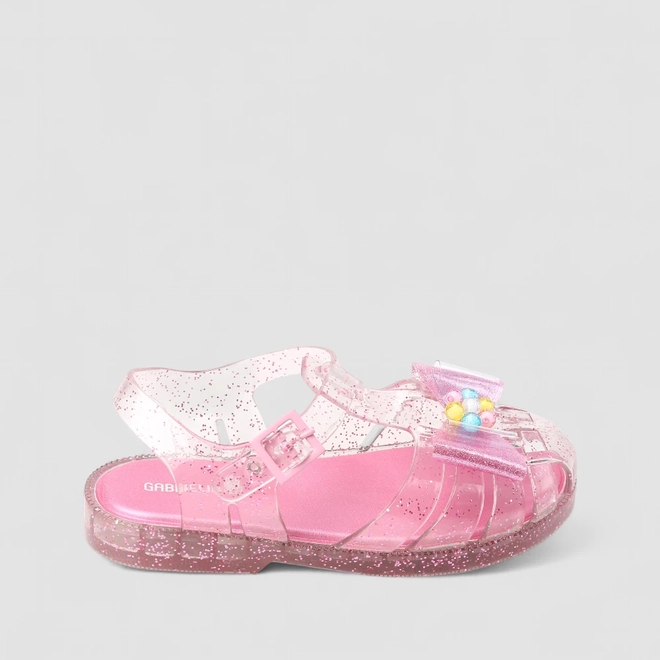 Sandália Infantil Gabrielinha Aranha Laço Glitter Rosa