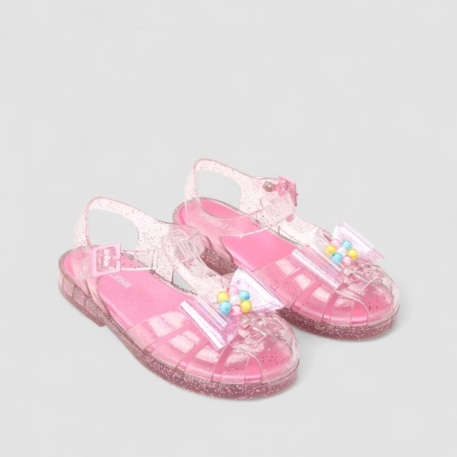 Sandália Infantil Gabrielinha Aranha Laço Glitter Rosa