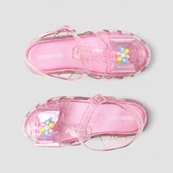 Sandália Infantil Gabrielinha Aranha Laço Glitter Rosa