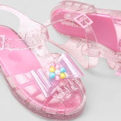 Sandália Infantil Gabrielinha Aranha Laço Glitter Rosa