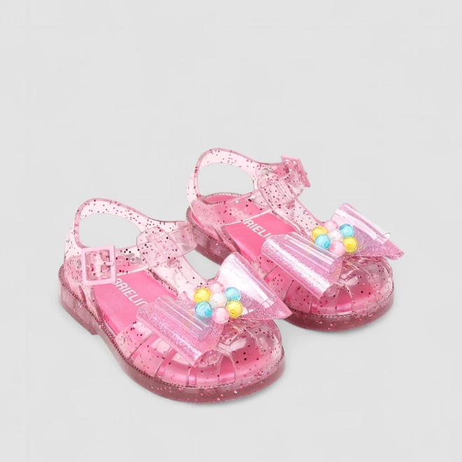 Sandália Bebê Gabrielinha Aranha Laço Glitter Rosa