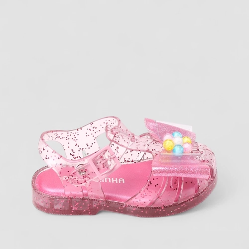Sandália Bebê Gabrielinha Aranha Laço Glitter Rosa