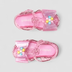 Sandália Bebê Gabrielinha Aranha Laço Glitter Rosa