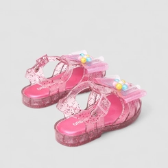 Sandália Bebê Gabrielinha Aranha Laço Glitter Rosa