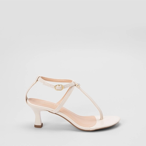 Sandália Feminina Gabriela Salto Médio Flare Off White