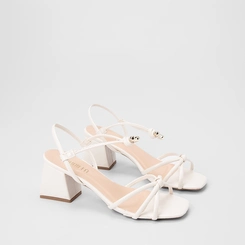 Sandália Feminina Gabriela Amarração Detalhe Nó Off White