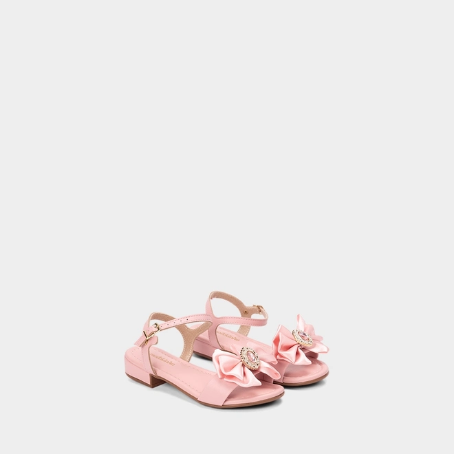 Sandália Infantil Molekinha Laço & Pedraria Rosa
