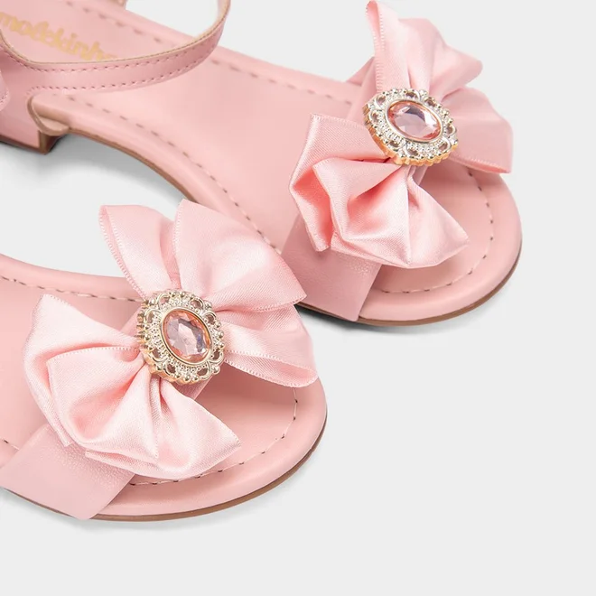 Sandália Infantil Molekinha Laço & Pedraria Rosa