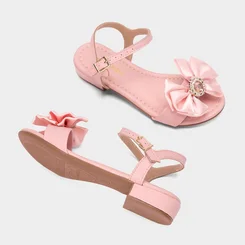 Sandália Infantil Molekinha Laço & Pedraria Rosa