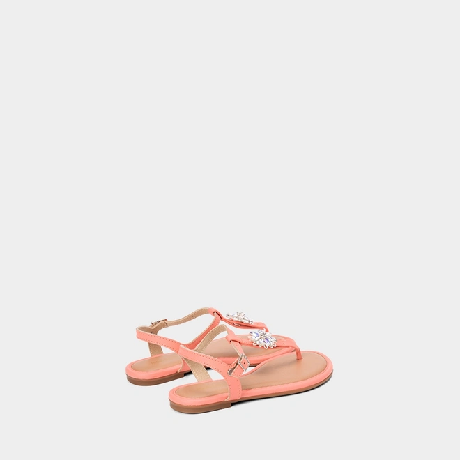 Sandália Infantil Molekinha Detalhe Pedraria Flor Coral
