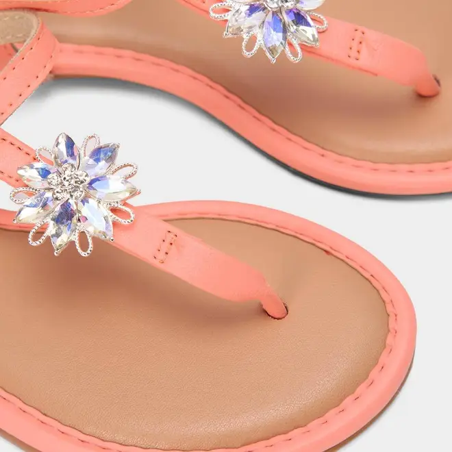 Sandália Infantil Molekinha Detalhe Pedraria Flor Coral
