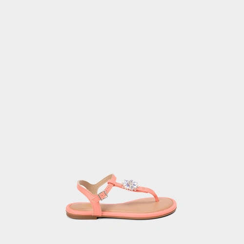 Sandália Infantil Molekinha Detalhe Pedraria Flor Coral
