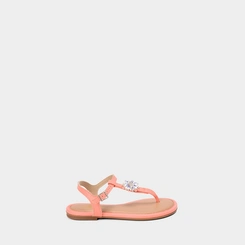 Sandália Infantil Molekinha Detalhe Pedraria Flor Coral