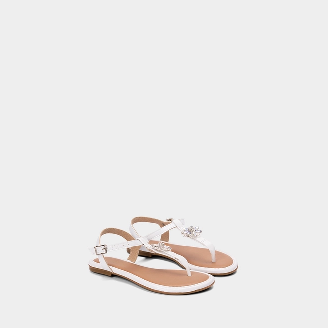 Sandália Infantil Molekinha Detalhe Pedraria Flor Branco