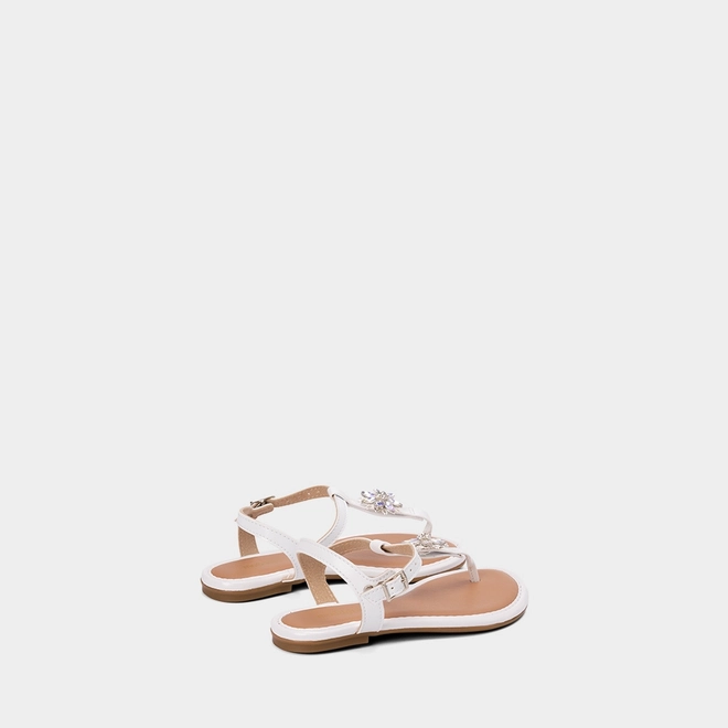 Sandália Infantil Molekinha Detalhe Pedraria Flor Branco