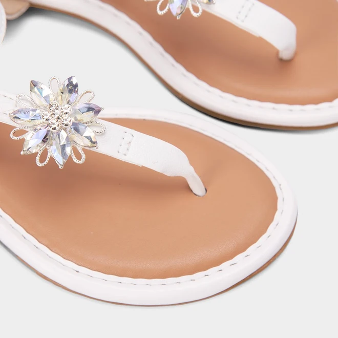 Sandália Infantil Molekinha Detalhe Pedraria Flor Branco