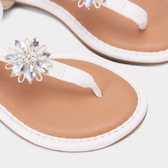Sandália Infantil Molekinha Detalhe Pedraria Flor Branco