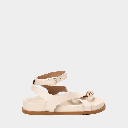 Sandália Rasteira Feminina Gabriela Enfeite Bold Marfim