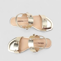 Sandália Rasteira Feminina Dakota Tachas Metalizada Ouro