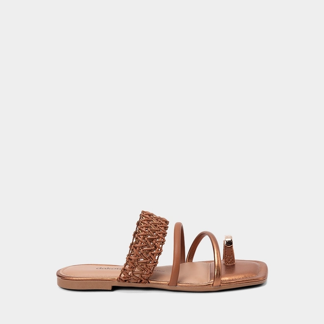 Rasteira Feminina Dakota Detalhe Bold Caramelo