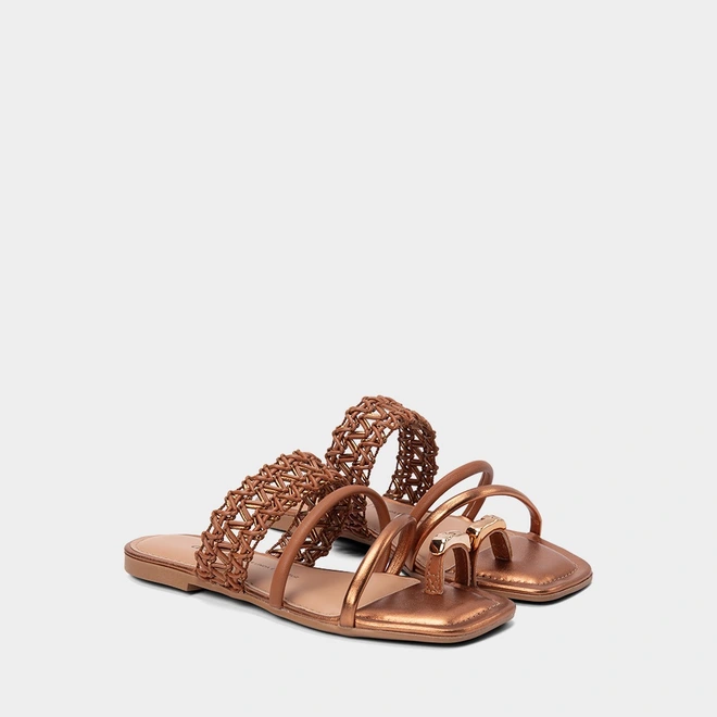 Rasteira Feminina Dakota Detalhe Bold Caramelo