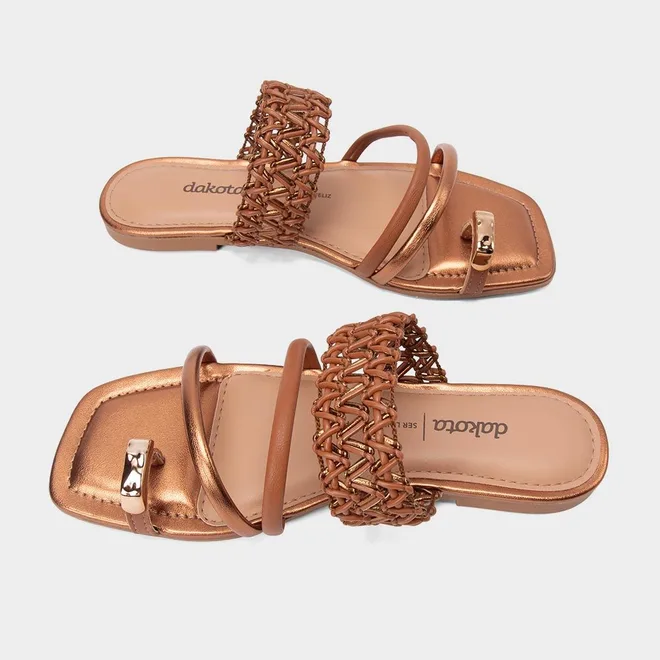 Rasteira Feminina Dakota Detalhe Bold Caramelo