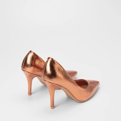 Scarpin Feminino Gabriela Salto Fino Espuma Amortecedora Metalizado Bronze