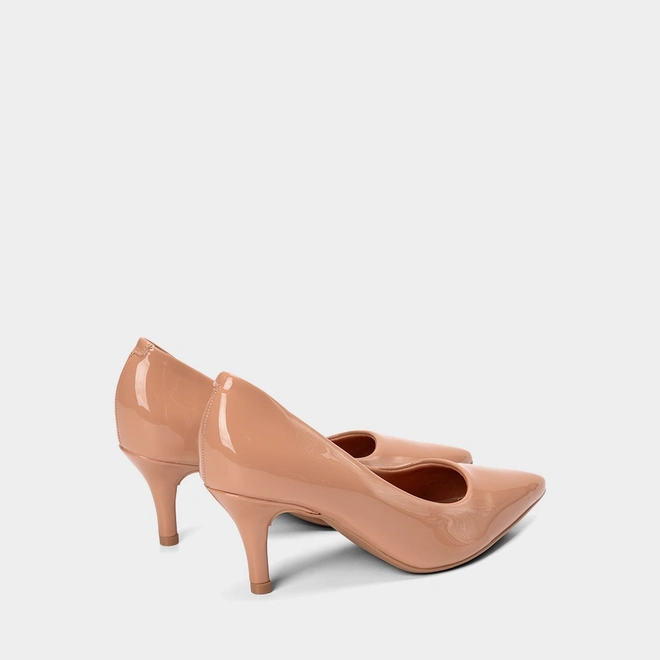 Scarpin Feminino Gabriela Salto Médio Fino Médio Verniz Nude