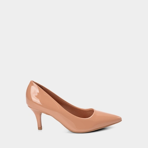 Scarpin Feminino Gabriela Salto Médio Fino Médio Verniz Nude
