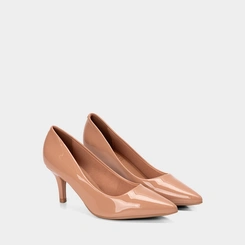 Scarpin Feminino Gabriela Salto Médio Fino Médio Verniz Nude