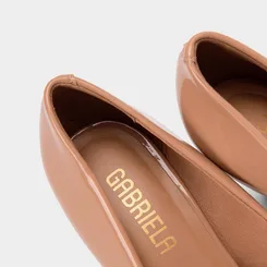 Scarpin Feminino Gabriela Salto Médio Fino Médio Verniz Nude