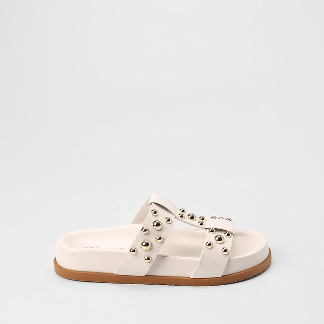 Tamanco Papete Feminino Gabriela Detalhes Esferas Off White
