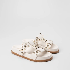 Tamanco Papete Feminino Gabriela Detalhes Esferas Off White