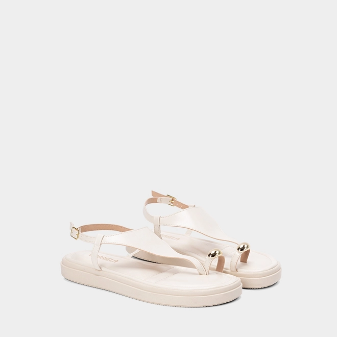 Sandália Feminina Gabriela Flatform Detalhe Bold Off White