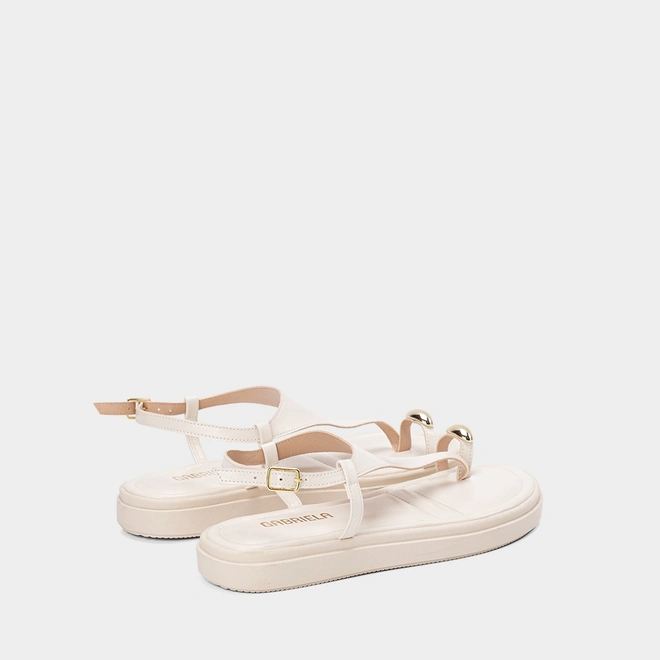 Sandália Feminina Gabriela Flatform Detalhe Bold Off White