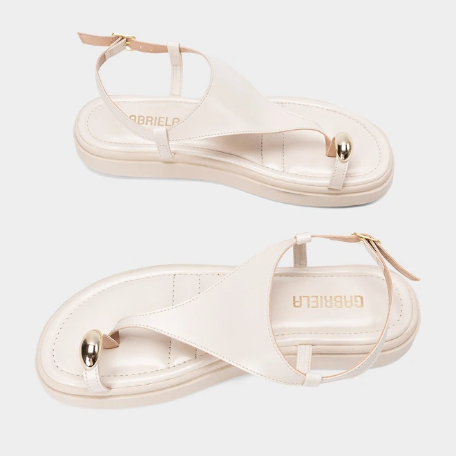 Sandália Feminina Gabriela Flatform Detalhe Bold Off White