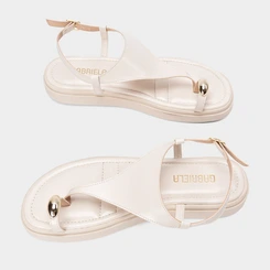 Sandália Feminina Gabriela Flatform Detalhe Bold Off White
