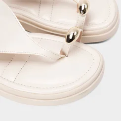 Sandália Feminina Gabriela Flatform Detalhe Bold Off White