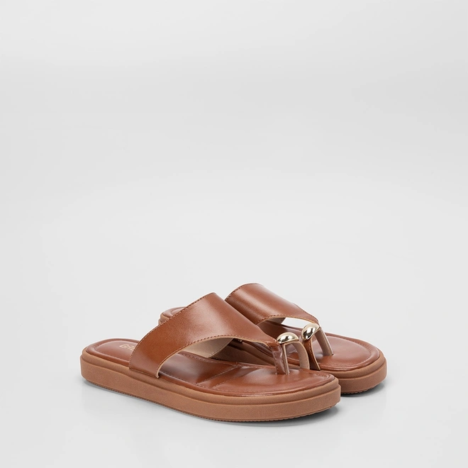 Tamanco Feminino Gabriela Flatform Detalhe Bold Caramelo