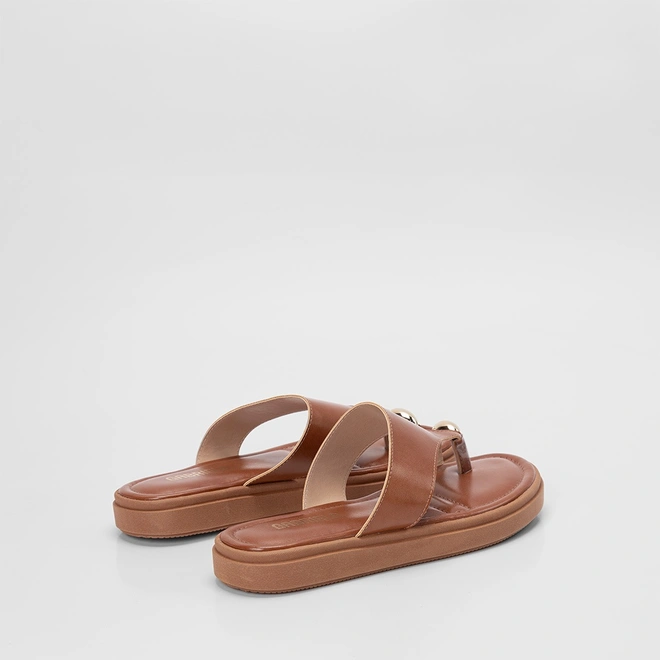 Tamanco Feminino Gabriela Flatform Detalhe Bold Caramelo