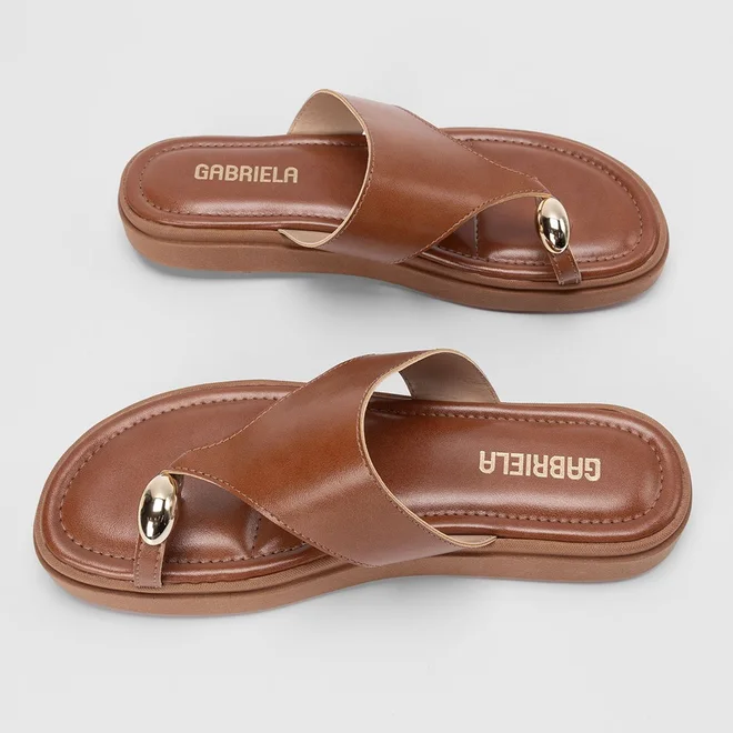 Tamanco Feminino Gabriela Flatform Detalhe Bold Caramelo