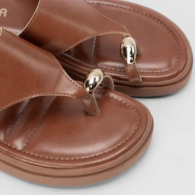 Tamanco Feminino Gabriela Flatform Detalhe Bold Caramelo