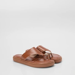 Tamanco Feminino Gabriela Flatform Detalhe Bold Caramelo