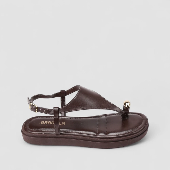 Sandália Feminina Gabriela Flatform Detalhe Bold Marrom
