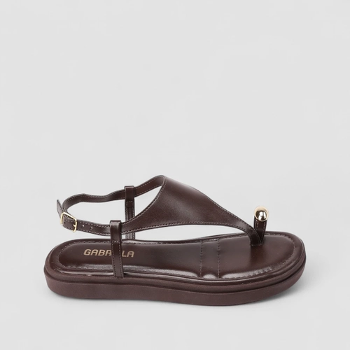 Sandália Feminina Gabriela Flatform Detalhe Bold Marrom