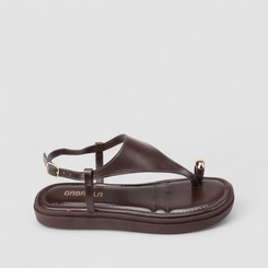 Sandália Feminina Gabriela Flatform Detalhe Bold Marrom