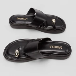 Tamanco Feminino Gabriela Flatform Detalhe Bold Preto